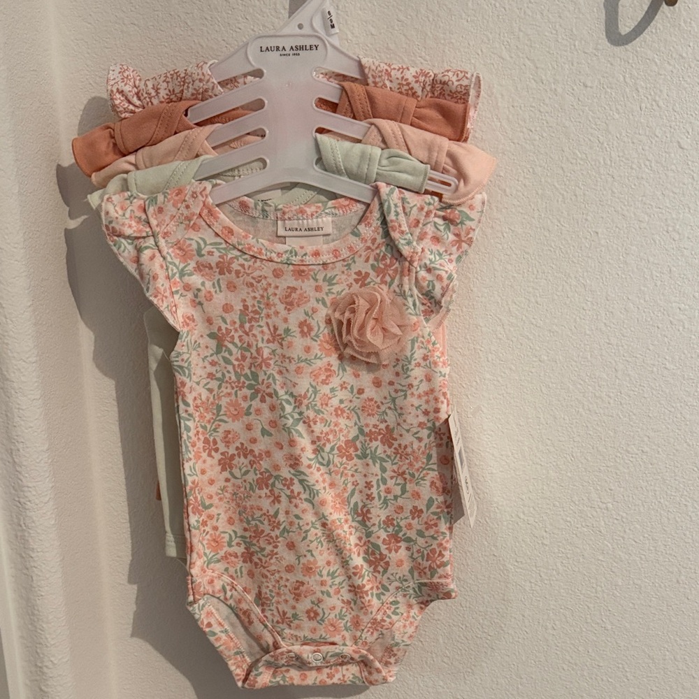 Laura Ashley Pink and Cream Floral Onesie Collection